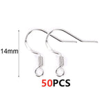 50pcs Silver Plated Earrings Hooks Hypoallergenic Ear Clasps
