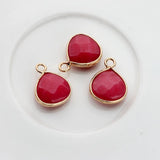 2pcs 14mm Copper Bound Seven Colors Water Drop Stone Charms Pendant