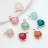 2pcs 14mm Copper Bound Seven Colors Water Drop Stone Charms Pendant