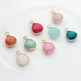 2pcs 14mm Copper Bound Seven Colors Water Drop Stone Charms Pendant