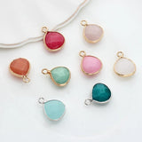 2pcs 14mm Copper Bound Seven Colors Water Drop Stone Charms Pendant