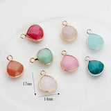 2pcs 14mm Copper Bound Seven Colors Water Drop Stone Charms Pendant