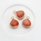 2pcs 14mm Copper Bound Seven Colors Water Drop Stone Charms Pendant