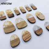 6Pcs Wood Irregular Drilled Resin Golden Glitter DIY Earring Findings