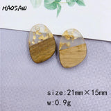 6Pcs Wood Irregular Drilled Resin Golden Glitter DIY Earring Findings