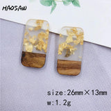 6Pcs Wood Irregular Drilled Resin Golden Glitter DIY Earring Findings