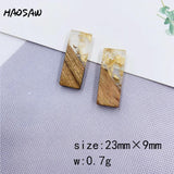 6Pcs Wood Irregular Drilled Resin Golden Glitter DIY Earring Findings