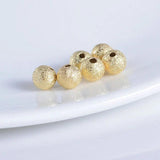 20PCS 3-6MM 14K Plated Matte Brass Round Beads DIY Jewelry Accessory