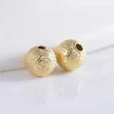 20PCS 3-6MM 14K Plated Matte Brass Round Beads DIY Jewelry Accessory