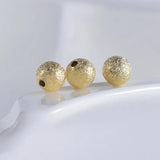 20PCS 3-6MM 14K Plated Matte Brass Round Beads DIY Jewelry Accessory
