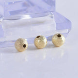 20PCS 3-6MM 14K Plated Matte Brass Round Beads DIY Jewelry Accessory