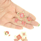Chinese Style Enamel Alloy Blessings Charms for Jewelry Making