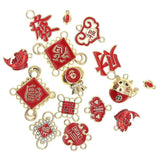 Chinese Style Enamel Alloy Blessings Charms for Jewelry Making