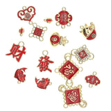 Chinese Style Enamel Alloy Blessings Charms for Jewelry Making