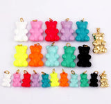Enamel Bear Charm Pendant - Neon Colors - Jewelry Making Supplies