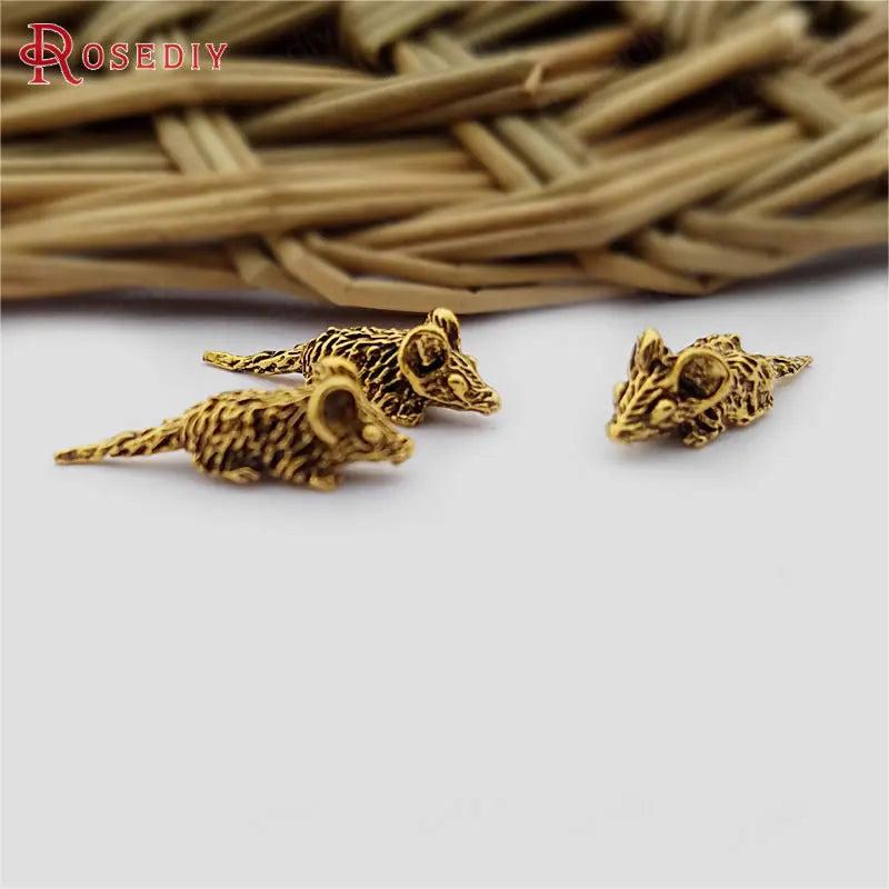50PCS 17x5MM Antique Zinc Alloy Small Mouse Jewelry Making Supplies