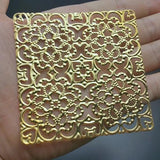 5pcs Metal Filigree Flowers Slice Charms 80mm Base Setting DIY Components