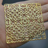 5pcs Metal Filigree Flowers Slice Charms 80mm Base Setting DIY Components