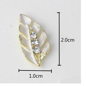 10 PCS Enamel Crystal Rhinestone Leaf DIY Jewelry Making Accessories