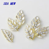 10 PCS Enamel Crystal Rhinestone Leaf DIY Jewelry Making Accessories
