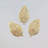 10 PCS Metal Alloy KC Plated Leaves Pendant Charms for Jewelry Making