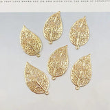 10 PCS Metal Alloy KC Plated Leaves Pendant Charms for Jewelry Making