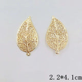 10 PCS Metal Alloy KC Plated Leaves Pendant Charms for Jewelry Making