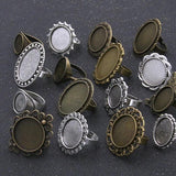 6 Pcs 2 Mix Inner Size 10-20 Style Ring Adjustable Settings Ring Blank/Base