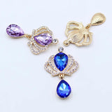 5pcs Golden Crown Alloy Rhinestone Wedding Wine Glass Brooch