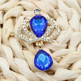 5pcs Golden Crown Alloy Rhinestone Wedding Wine Glass Brooch