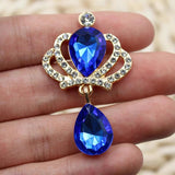 5pcs Golden Crown Alloy Rhinestone Wedding Wine Glass Brooch
