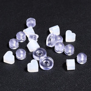 100pcs Silicone Heart Hamburger Earring Backs