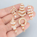 18K Rhodium Plated Zircon Pendants, 2pcs/Lot