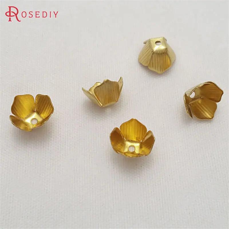 200PCS 8MM Brass Flower Beads Caps Diy Jewelry Findings
