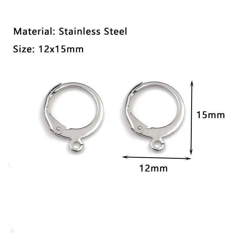 50pcs Stainless Steel DIY Earing Hooks Clasps Lever Back Ear Wire Hoop
