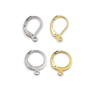 50pcs Stainless Steel DIY Earing Hooks Clasps Lever Back Ear Wire Hoop