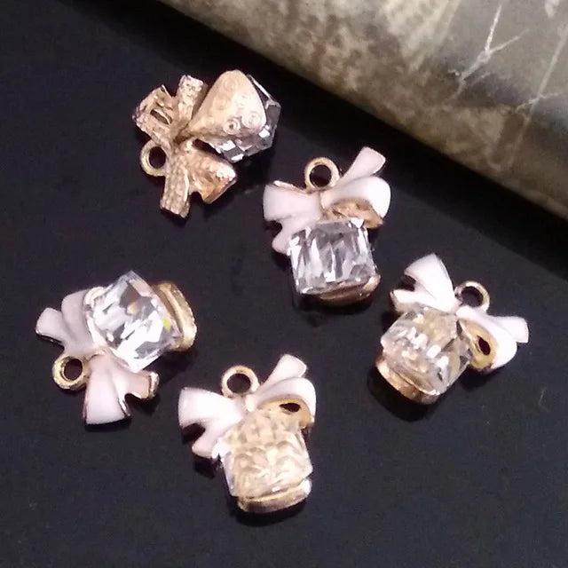 10Pcs Cube Center Bow Pendant/Diamond Alloy Jewelry Accessories
