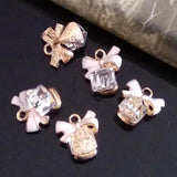10Pcs Cube Center Bow Pendant/Diamond Alloy Jewelry Accessories