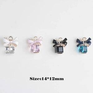 10Pcs Cube Center Bow Pendant/Diamond Alloy Jewelry Accessories