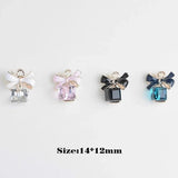 10Pcs Cube Center Bow Pendant/Diamond Alloy Jewelry Accessories