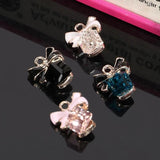 10Pcs Cube Center Bow Pendant/Diamond Alloy Jewelry Accessories