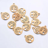 20pcs Stainless Steel Tree of Life Charm DIY Jewelry Makings
