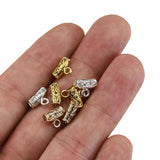50pcs Tube Beads Spacer Pendants Silver Bail Clasp Hooks Jewelry Making DIY