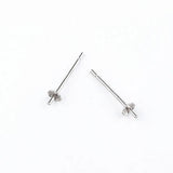 10pcs S925 Sterling Silver Pearl Empty Holder 3mm 4mm Ear Blank Base DIY Jewelry