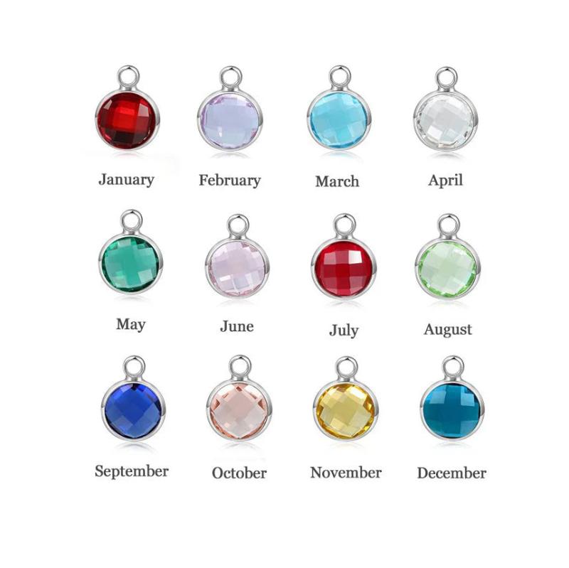 Birthstone Charm Crystal & Copper Materials 12 Colors January to December