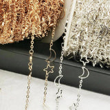 1 Meter Silver Moon Star Chain Necklace 7mm Hollow Copper Chains for DIY