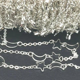 1 Meter Silver Moon Star Chain Necklace 7mm Hollow Copper Chains for DIY