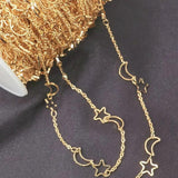 1 Meter Silver Moon Star Chain Necklace 7mm Hollow Copper Chains for DIY