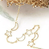 1 Meter Silver Moon Star Chain Necklace 7mm Hollow Copper Chains for DIY