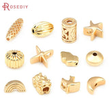 24K Brass Moon Rainbow Spacer Pigeon Star Cylinder Oval Beads